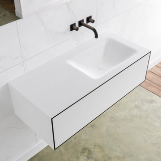 Mondiaz Lagom Meuble avec 1 tiroir 100x30x45cm vasque Cloud droite sans trous de robinet Solid Surface Urban