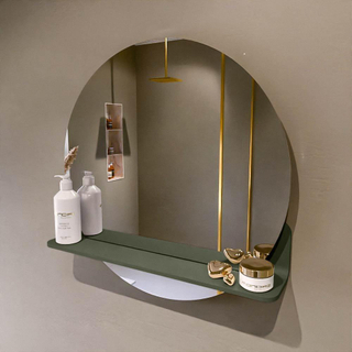 Mondiaz SPOT Badkamerspiegel - rond 60cm - spiegelplanchet - kleur Army