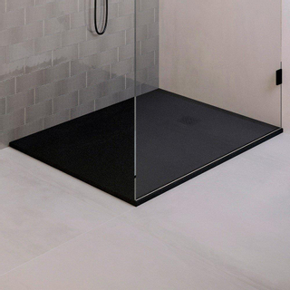 BRAUER Asteroid Douchebak 100x140 incl. antislip en antibacterieel mineraalmarmer mat zwart