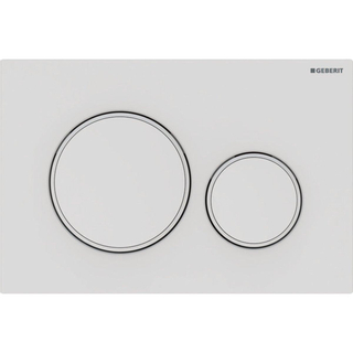 Geberit Sigma20 bedieningplaat, 2-toets spoeling frontbediening voor toilet 24.6x16.4cm mat wit TWEEDEKANS