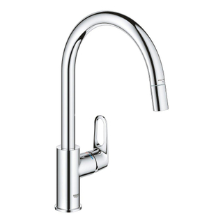 Grohe BauFlow Mitigeur de cuisine - bec en forme C - mousseur extractible - Chrome