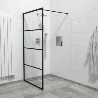 Marenza Bellini Douche à l'italienne - 100x200cm - cadre lines extérieur - anticalcaire - noir mat