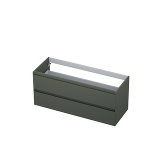 INK Wastafelonderkast - 120x45x52cm - 2 lades - greeploos - 45 graden afwerking rondom - MDF lak Mat beton groen