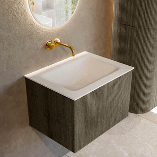 Ensemble de meuble de salle de bain Mondiaz KURVE - 60x46x40cm - 1 tiroir - lavabo en solid surface - milieu - sans trou de robinet - Shadow