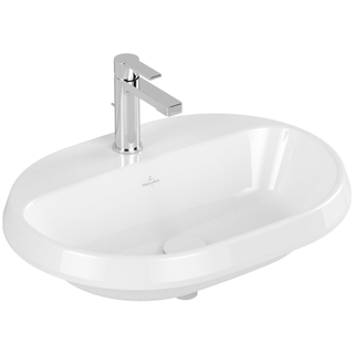 Villeroy & boch architectura lavabo à encastrer 60x45x17cm ovale 1 trou pour robinet sans trou de trop-plein blanc alpin gloss ceramic+