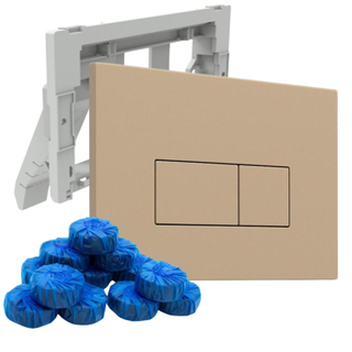 QeramiQ Push Bedieningsplaat met toiletblokjeshouder - voor Geberit UP320 inbouwreservoir - dualflush - rechthoekige knoppen - kunststof - inclusief 12 toiletblokjes - taupe