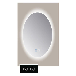 TuTTi Q-Mirrors Miroir - 80x120 - ovale - icônes tactiles - chauffe-miroir - éclairage à LED - 3 couleurs - ambiance autour