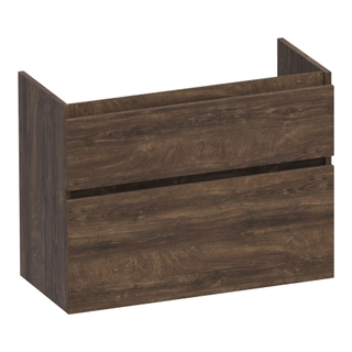 BRAUER Delight wastafelonderkast ondiep - 80x39x60cm - 2 softclose lades - greeploos - 1 sifon uitsparing - Grove