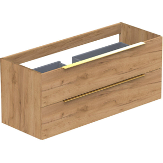 Thebalux Type Meuble sous vasque 120x45x50cm avec 1 découpe pour siphon poignée laiton 2 tiroirs softclose MDF mat