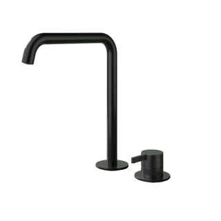 Hotbath Ace Mitigeur lavabo - rehaussé - bec rotatif - 2 trous - PVD - Noir mat