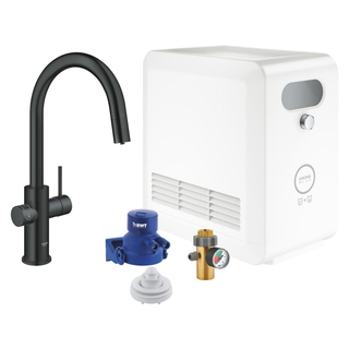 Grohe Blue Professional Keukenkraan - C-uitloop - 1-gats - filterfunctie - plat licht of bruisend water - velvet zwart