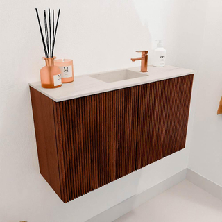 Mondiaz JOYA-DLUX 70cm toiletmeubel - kleur Ruby - Wastafel FAYE positie Midden 1 kraangat kleur Meli.
