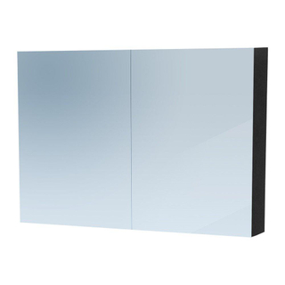 Saniclass Dual Spiegelkast - 100x70x15cm - 2 links- rechtsdraaiende spiegeldeur - MFC - black wood