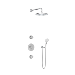 Hotbath Buddy IBS1 Regendoucheset - 2 stopkranen - 35cm wandarm - 25cm ronde hoofddouche - 3 standen handdouche - chroom