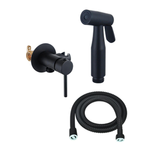Fortifura Calvi Mitigeur Bidetset - support douchette - flexible de douche 100cm - douchette bidet - noir mat