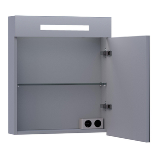 BRAUER 2.0 Spiegelkast - 60x70x15cm - verlichting geintegreerd - 1 rechtsdraaiende spiegeldeur - MDF - mat grijs