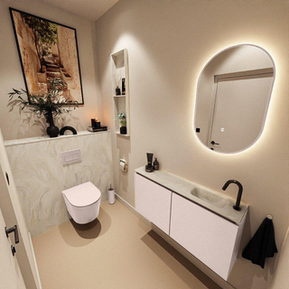 MONDIAZ TURE-DLUX Meuble toilette - 100cm - Rosee - EDEN - vasque Ostra - position droite - 1 trou de robinet