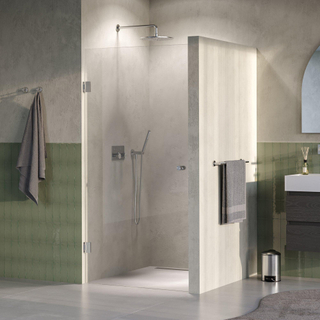 BRAUER Void Carving Nisdeur - 90x200cm - draaideur - glascoating - omkeerbaar - helder glas - Geborsteld RVS PVD