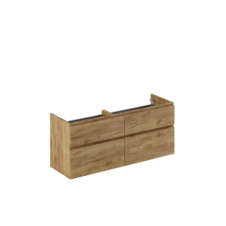 Thebalux hoge onderkast type3 140cm 4x lade greeploos 2x houten greeplijst 2x uitsparing tbv wastafels Epic Slimline Soft Froggio Cube Quadro en Glacier incl witte sifonset