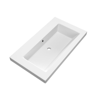 BRAUER Foggia Plan vasque 80x46cm sans trous de robinet avec trop plein et vasque simple marbre minéral Blanc mat