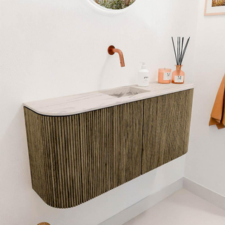 Mondiaz JOYA-DLUX 93.2cm toiletmeubel - ronding links en rechts kleur Dusk - Wastafel FAYE positie Midden Zonder kraangat kleur Nata.