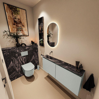 MONDIAZ TURE-DLUX Meuble toilette - 120cm - Greey - EDEN - vasque Lava - position gauche - sans trou de robinet