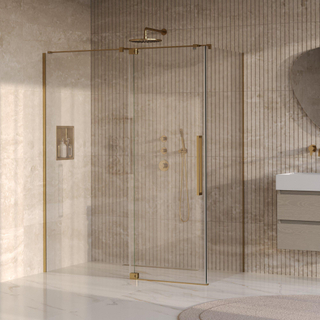 BRAUER Stellar Douchecabine - 160x90x200cm - draaideur - glascoating - omkeerbaar - helder glas - geborsteld goud PVD