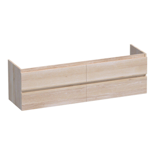 BRAUER Joy wastafelonderkast 160 4 softclose lades - greeploos - 2 sifon uitsparingen - massief eiken - lamellen eiken wit