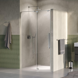 BRAUER Stellar Porte de niche - 2 pièces - 120x200cm - porte battante - revêtement verre - réversible - verre clair - Inox brossé PVD