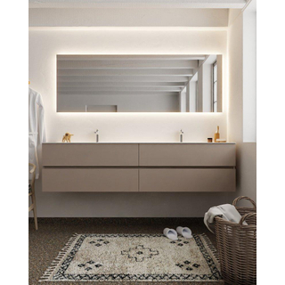 MONDIAZ VICA Ensemble de meuble salle de bain - 200cm - 4 tiroirs - lavabo Cloud double - 2 trous de robinet - solid surface smoke