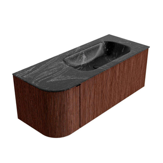 Mondiaz KURVE-DLUX Badkamermeubelset - 115x46x40cm - 1 lade - 1 deur - wastafel solid surface - rechts - 1 kraangat - Ruby
