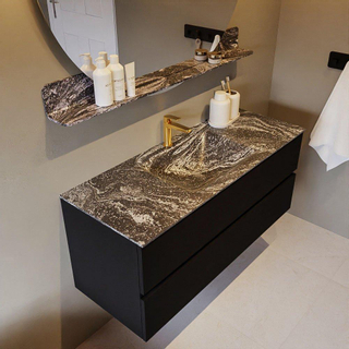 Mondiaz VICA-DLUX ensemble de meuble de salle de bain - 120cm - meuble sous-vasque urban - 2 tiroirs - lavabo encastré cloud milieu - 1 trou de robinet - miroir modèle spot - version XL 60cm haut - lave