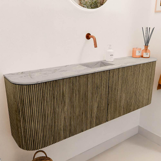 Mondiaz JOYA-DLUX 123.2cm toiletmeubel - ronding links en rechts kleur Dusk - Wastafel FAYE positie Midden Zonder kraangat kleur Glace.