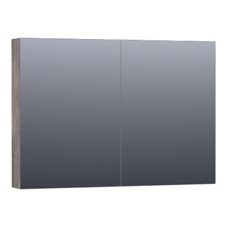 Saniclass Plain Spiegelkast - 100x70x15cm - 2 links/rechtsdraaiende spiegeldeuren - MFC - grey Canyon
