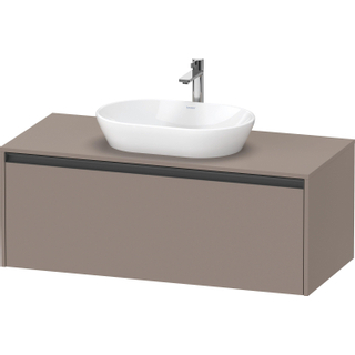 Duravit ketho 2 meuble sous lavabo avec plaque de console avec 1 tiroir 120x55x45.9cm avec poignée anthracite basalte mate