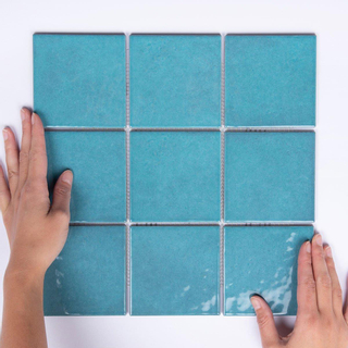 The mosaic factory kasba carreau de mosaïque 9.7x9.7x0.65cm carreau de mur pour intérieur et extérieur carré porcelaine brillant bleu océan