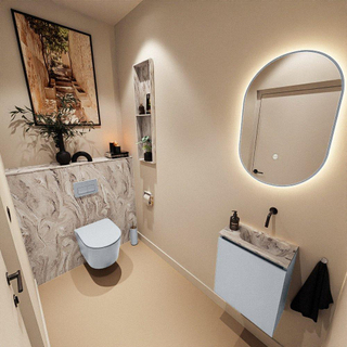 MONDIAZ TURE-DLUX Meuble toilette - 40cm - Clay - EDEN - vasque Glace - position droite - sans trou de robinet