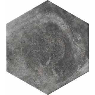 Cir Miami Vloer- en wandtegel hexagon 24x28cm 10mm R10 porcellanato Pitch Black
