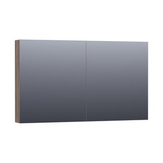 Saniclass Dual Spiegelkast - 120x70x15cm - 2 links- rechtsdraaiende spiegeldeur - MFC - burned bark