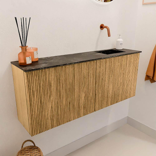 Mondiaz JOYA-DLUX 100cm meuble de salle de bains - couleur Oak - Vasque FAYE position Droite Sans trou de robinet couleur Lava.