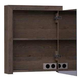 BRAUER Massief eiken spiegelkast 60x70x15cm met 1 rechtsdraaiende spiegeldeur Hout Black oak