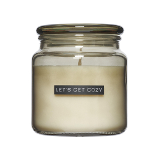 Wellmark Bougie parfumée - Ambre foncé - grand - 9.5x11cm - verre transparent - Let's Get Cozy