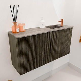 Mondiaz JOYA-DLUX 80cm toiletmeubel - kleur Shadow - Wastafel FAYE positie Rechts 1 kraangat kleur Oza.