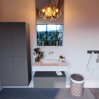 MONDIAZ ALAN-DLUX badkamermeubelset 80cm badmeubel onderkast Plata 1 lade met vrijhangende wastafel CLOUD midden zonder kraangat kleur Opalo