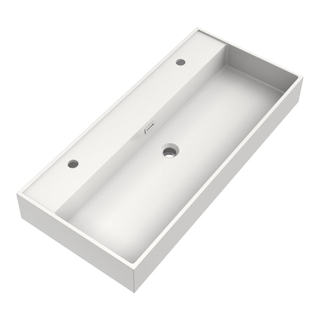 BRAUER Gravity lavabo 100 avec 1 cuve et 2 trous de robinet en marbre minéral satin blanc