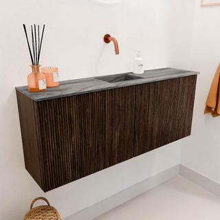 Mondiaz JOYA-DLUX 100cm toiletmeubel - kleur Walnut - Wastafel FAYE positie Midden Zonder kraangat kleur Sombra.