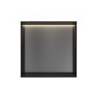 Hotbath &MORE Inbouwbox of inbouwnis - 30x30x10 - frameless + LED - Geborsteld gunmetal PVD