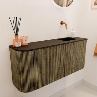 Mondiaz JOYA 91.6cm toiletmeubel - ronding links kleur Dusk - Wastafel FAYE positie Rechts Zonder kraangat kleur Urban.