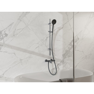 Fortifura Calvi Badkraan - met glijstangset - ronde handdouche - metalen doucheslang - geborsteld gunmetal PVD