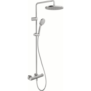 Duravit Shower Systems Douchesysteem - thermostatisch - HOH=15cm - hoofddouche Ø25.2cm - handdouche rond - RVS geborsteld